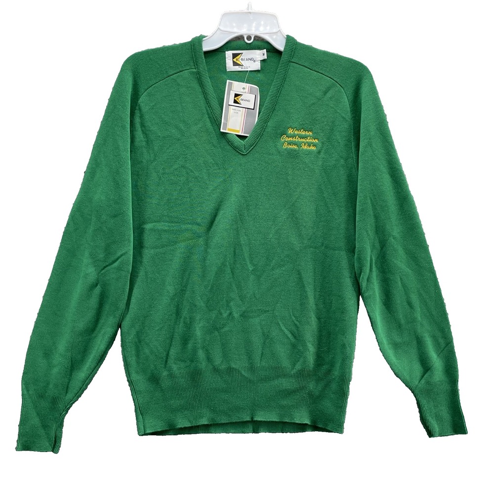 Vintage Old Stock K-Brand Sweater Medium Green Academia Tennis Preppy MadeUSA‎